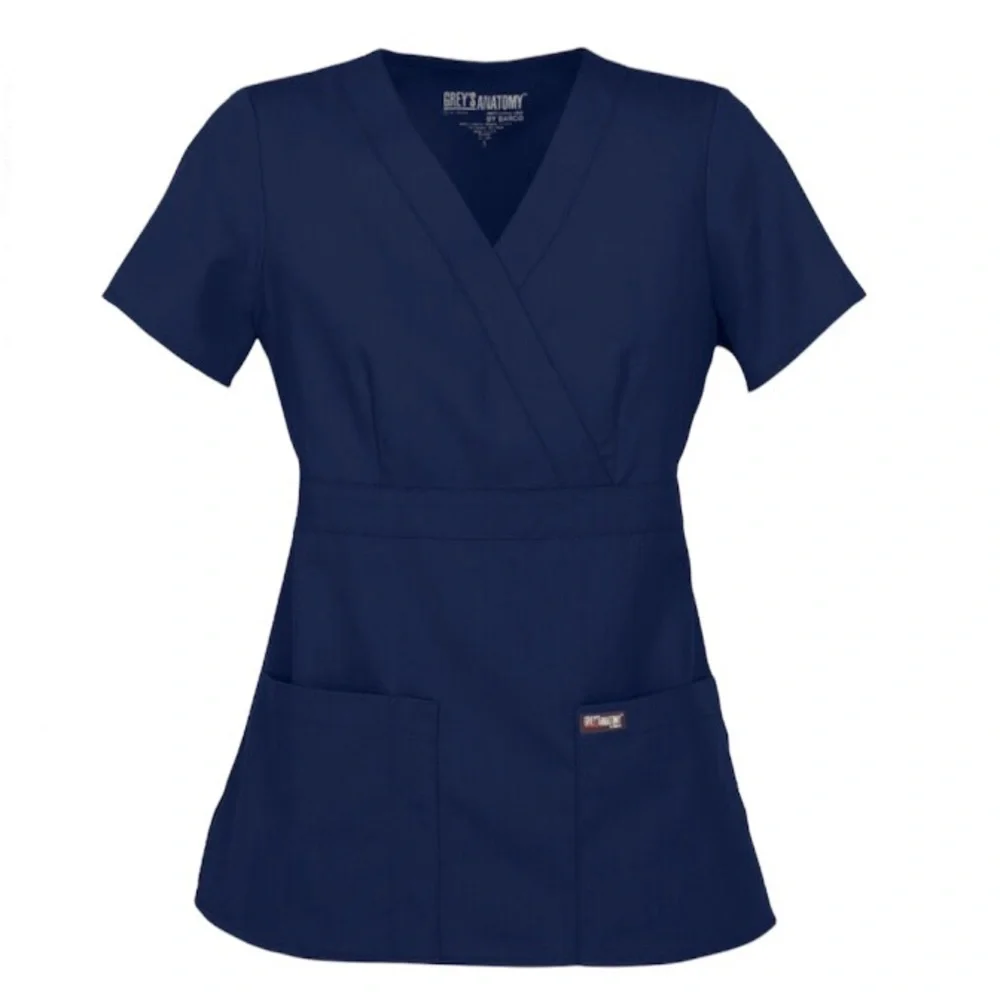 Grey's Anatomy™ by Barco 3-Pocket Modern Fit Mock Wrap Scrub Navy Top XS